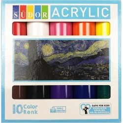 Südor Akrilik 10 lu boyu seti temel renkler