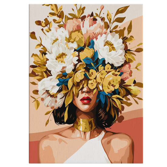 A GOLD ÇİÇEK KADIN Tuval Fırça Boya Seti 40x50 Cm