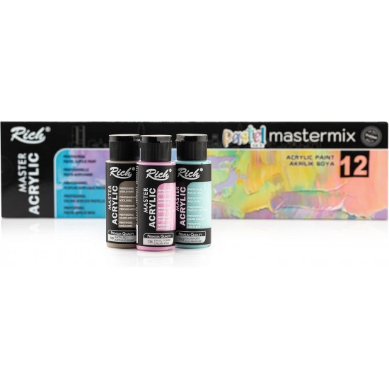 Rich Mastermix Akrilik Boya Seti Pastel 12 Renk x 60 cc. Rich Mastermix Akrilik Boya Seti Pastel 12 Renk x 60 cc.