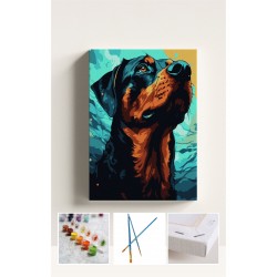 Sayılarla Boyama Çerçeveli Hobi Seti Numaralı Tuval Fırça Boya Dahil Kasnaklı 40X50 Cm