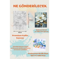 Sayılarla Boyama Çerçeveli Hobi Seti Numaralı Tuval Fırça Boya Dahil Kasnaklı 40X50 Cm