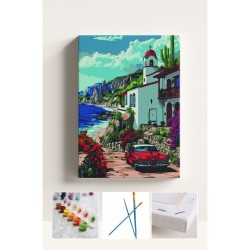 Sayılarla Boyama Çerçeveli Hobi Seti Numaralı Tuval Fırça Boya Dahil Kasnaklı 40X50 Cm