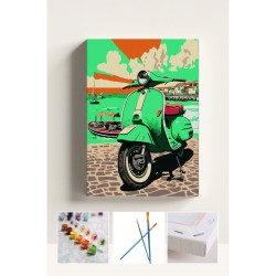 Sayılarla Boyama Çerçeveli Hobi Seti Numaralı Tuval Fırça Boya Dahil Kasnaklı 40X50 Cm