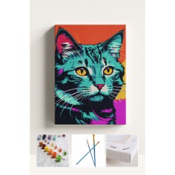 Sayılarla Boyama Seti Numaralı Tuval Fırça Boya Renkli Kedi 40x50 Cm Sayılarla Boyama Seti Numaralı Tuval Fırça Boya Renkli Kedi 40x50 Cm
