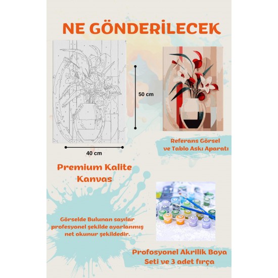 Sayılarla Boyama Seti Numaralı Tuval Fırça Boya SANATASAL VAZO ÇİÇEK 40X50 Cm Sayılarla Boyama Seti Numaralı Tuval Fırça Boya SANATASAL VAZO ÇİÇEK 40X50 Cm