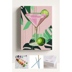 Sayılarla Boyama Çerçeveli Hobi Seti Numaralı Tuval KOKTEYL Fırça Boya Dahil Kasnaklı 40X50 Cm