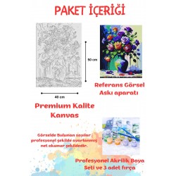 Sayılarla Boyama Çerçeveli Hobi Seti Numaralı Tuval RENKLİ GÜLLER Fırça Boya Dahil Kasnaklı 40X50 Cm Sayılarla Boyama Çerçeveli Hobi Seti Numaralı Tuval RENKLİ GÜLLER Fırça Boya Dahil Kasnaklı 40X50 Cm