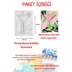 Sayılarla Boyama Çerçeveli Hobi Seti Numaralı Tuval KOKTEYL Fırça Boya Dahil Kasnaklı 40X50 Cm