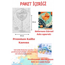 Sayılarla Boyama Çerçeveli Hobi Seti Numaralı Tuval Fırça Boya Dahil Kasnaklı 40X50 Cm