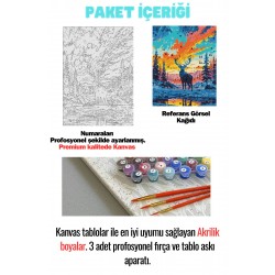 Sayılarla Boyama Çerçeveli Hobi Seti Numaralı Tuval Fırça Boya Dahil Kasnaklı  GEYİK 40X50 Cm Sayılarla Boyama Çerçeveli Hobi Seti Numaralı Tuval Fırça Boya Dahil Kasnaklı  GEYİK 40X50 Cm