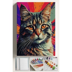 Sayılarla Boyama Seti Numaralı Tuval Fırça Boya RENKLİ KEDİ 40X50 Cm Sayılarla Boyama Seti Numaralı Tuval Fırça Boya RENKLİ KEDİ 40X50 Cm