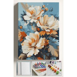 Sayılarla Boyama Çerçeveli Hobi Seti Numaralı Tuval Fırça Boya Dahil Kasnaklı ÇİÇEK 40X50 Cm