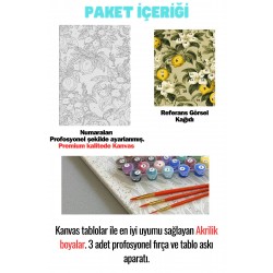 Sayılarla Boyama Çerçeveli Hobi Seti Numaralı Tuval Fırça Boya Dahil Kasnaklı PEMBE ORKİDE 40X50 Cm