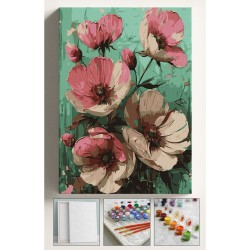 Sayılarla Boyama Seti Numaralı Tuval Fırça Boya KIRMIZI PEMBE BEGONVİL 40X50 Cm