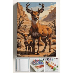 Sayılarla Boyama Çerçeveli Hobi Seti Numaralı Tuval Fırça Boya Dahil Kasnaklı GEYİK 40X50 Cm