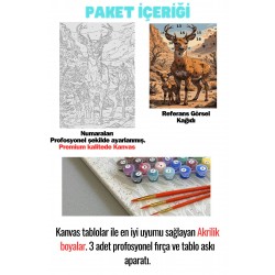 Sayılarla Boyama Çerçeveli Hobi Seti Numaralı Tuval Fırça Boya Dahil Kasnaklı GEYİK 40X50 Cm
