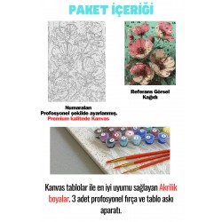 Sayılarla Boyama Seti Numaralı Tuval Fırça Boya KIRMIZI PEMBE BEGONVİL 40X50 Cm