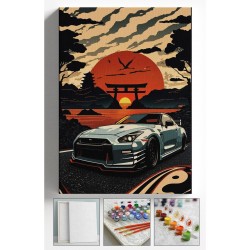 Sayılarla Boyama Tuval Seti GTR ARABA  40X50 Numaralı Boyalar Ve Fırçalar Tam Set