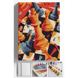 Sayılarla Boyama Kasnaklı Tablo Seti Fırça Boya Dahil 40x50 SATRANÇ Sayılarla Boyama Kasnaklı Tablo Seti Fırça Boya Dahil 40x50 SATRANÇ