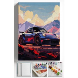 Sayılarla Boyama Çerçeveli Hobi Seti Numaralı Tuval ARABA Fırça Boya Dahil Kasnaklı 40X50 Cm