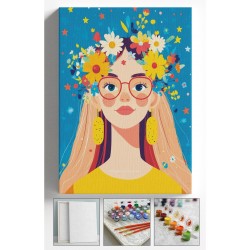 Sayılarla Boyama Çerçeveli Hobi Seti Numaralı Tuval  Fırça Boya Dahil Kasnaklı 40X50 Cm