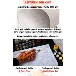 Sayılarla boyama seti Kanvas Bez Fırça Dahil (Kasnaksız) 40x50 cm BEYAZ ÇİÇEK Sayılarla Boyama Seti