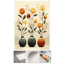 Sayılarla boyama seti Kanvas Bez Fırça Dahil (Kasnaksız) 40x50 cm 3 LÜ VAZO Sayılarla Boyama Seti