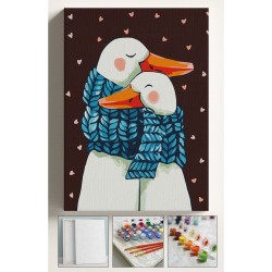 Sayılarla Boyama Tuval Seti ÖRDEKLER 40X50 Numaralı Boyalar Ve Fırçalar Tam Set