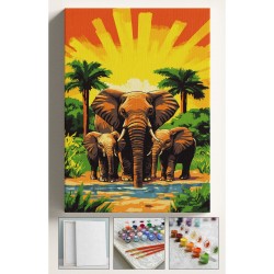 Sayılarla Boyama Hobi Seti Çerçeveli Numaralı Tuval Fırça Boya Dahil Kasnaklı FİL AİLESİ 40x50 Cm Sayılarla Boyama Hobi Seti Çerçeveli Numaralı Tuval Fırça Boya Dahil Kasnaklı FİL AİLESİ 40x50 Cm