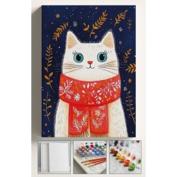 Sayılarla Boyama Tuval Seti Fırça Boya Dahil (Çıtalı) 40x50 CM - KIRMIZI ATKILI KEDİ Sayılarla Boyama Tuval Seti Fırça Boya Dahil (Çıtalı) 40x50 CM - KIRMIZI ATKILI KEDİ