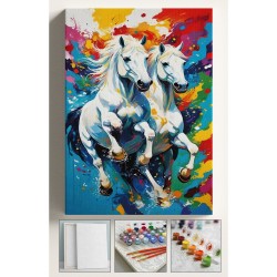 Sayılarla Boyama Hobi Seti Çerçeveli Numaralı Tuval Fırça Boya Kasnaklı BEYAZ RENK ATLAR 40x50 Cm Sayılarla Boyama Hobi Seti Çerçeveli Numaralı Tuval Fırça Boya Kasnaklı BEYAZ RENK ATLAR 40x50 Cm