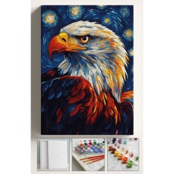 Sayılarla Boyama Hobi Seti Çerçeveli Numaralı Tuval FırçaBoya Kasnaklı YILDIZLI GECE KARTAL 40x50 Cm Sayılarla Boyama Hobi Seti Çerçeveli Numaralı Tuval FırçaBoya Kasnaklı YILDIZLI GECE KARTAL 40x50 Cm