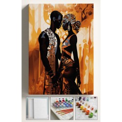 Sayılarla Boyama Hobi Seti Çerçeveli Numaralı Tuval Fırça Boya Kasnaklı AFRİKALI SEVGİLİLER 40x50 Cm Sayılarla Boyama Hobi Seti Çerçeveli Numaralı Tuval Fırça Boya Kasnaklı AFRİKALI SEVGİLİLER 40x50 Cm