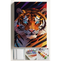 Sayılarla Boyama Hobi Seti Çerçeveli Numaralı Tuval Fırça Boya Dahil Kasnaklı RENKLİ KAPLAN 40x50 Cm