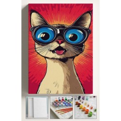 Sayılarla Boyama Hobi Seti Çerçeveli Numaralı Tuval Fırça Boya Kasnaklı ŞAŞKIN GÖZLÜKLÜ KEDİ 40x50Cm Sayılarla Boyama Hobi Seti Çerçeveli Numaralı Tuval Fırça Boya Kasnaklı ŞAŞKIN GÖZLÜKLÜ KEDİ 40x50Cm