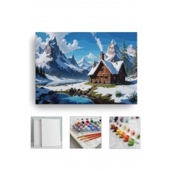 Sayılarla Boyama Seti Numaralı Tuval Fırça Boya  40x50 Cm - KARLI MANZARA Sayılarla Boyama Seti Numaralı Tuval Fırça Boya  40x50 Cm - KARLI MANZARA