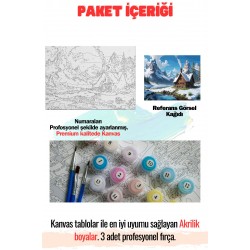 Sayılarla Boyama Seti Numaralı Tuval Fırça Boya  40x50 Cm - KARLI MANZARA Sayılarla Boyama Seti Numaralı Tuval Fırça Boya  40x50 Cm - KARLI MANZARA