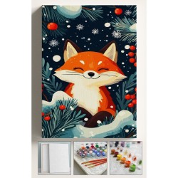 Sayılarla Boyama Çerçeveli Hobi Seti Numaralı Tuval Fırça Boya Dahil Kasnaklı KAR VE TİLKİ 40X50 Cm