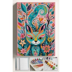 Sayılarla Boyama Çerçeveli Hobi Seti Numaralı Tuval Fırça Boya Dahil Kasnaklı GRAFİTİ KEDİ 40X50 Cm