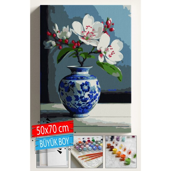 Sayılarla Boyama Seti Numaralı Tuval Fırça Boya Dahil Kasnaklı Set 50x70 Cm - KİRAZ VAZO 2 Sayılarla Boyama Seti Numaralı Tuval Fırça Boya Dahil Kasnaklı Set 50x70 Cm - KİRAZ VAZO 2