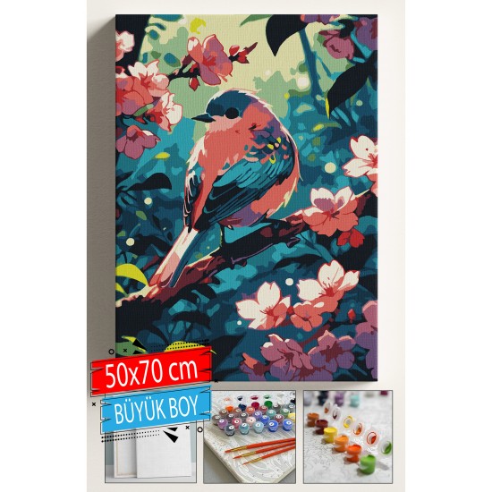 Sayılarla Boyama Seti Numaralı Tuval Fırça Boya Dahil Kasnaklı Set 50x70 Cm - PEMBE KUŞ Sayılarla Boyama Seti Numaralı Tuval Fırça Boya Dahil Kasnaklı Set 50x70 Cm - PEMBE KUŞ