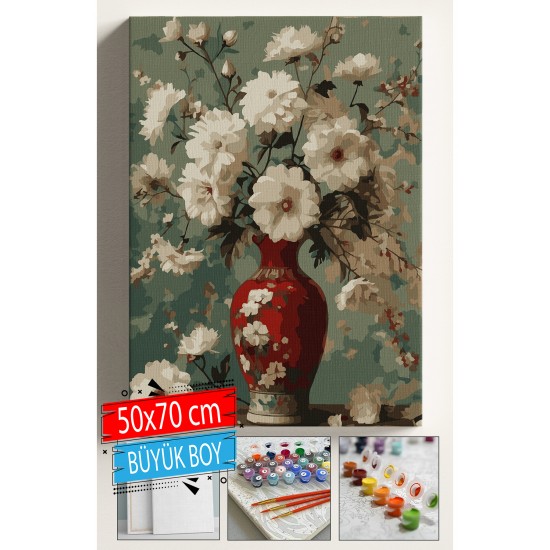 Sayılarla Boyama Seti Numaralı Tuval Fırça Boya Dahil Kasnaklı Set 50x70 Cm - KIRMIZI VAZO Sayılarla Boyama Seti Numaralı Tuval Fırça Boya Dahil Kasnaklı Set 50x70 Cm - KIRMIZI VAZO
