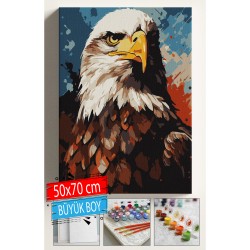 Sayılarla Boyama Seti Numaralı Tuval Fırça Boya Dahil Kasnaklı Set 50x70 Cm - KARA KARTAL