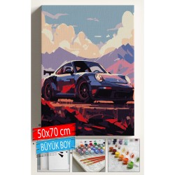 Sayılarla Boyama Seti Numaralı Tuval Fırça Boya Dahil Kasnaklı Set 50x70 Cm - PORSHE