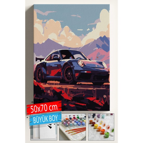 Sayılarla Boyama Seti Numaralı Tuval Fırça Boya Dahil Kasnaklı Set 50x70 Cm - PORSHE Sayılarla Boyama Seti Numaralı Tuval Fırça Boya Dahil Kasnaklı Set 50x70 Cm - PORSHE