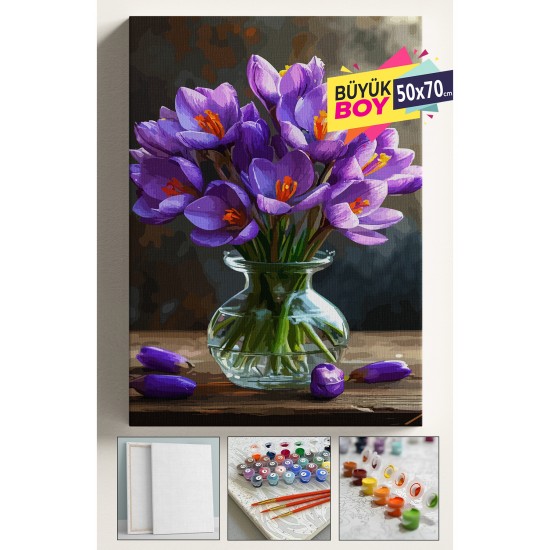 Sayılarla Boyama Seti Numaralı Tuval Fırça Boya Dahil Kasnaklı Set 50x70 Cm - MOR VAZO ÇİÇEKLER Sayılarla Boyama Seti Numaralı Tuval Fırça Boya Dahil Kasnaklı Set 50x70 Cm - MOR VAZO ÇİÇEKLER