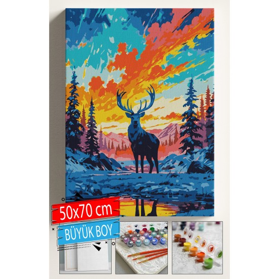 Sayılarla Boyama Seti Numaralı Tuval Fırça Boya Dahil Kasnaklı Set 50x70 Cm - RENKLİ GEYİK Sayılarla Boyama Seti Numaralı Tuval Fırça Boya Dahil Kasnaklı Set 50x70 Cm - RENKLİ GEYİK