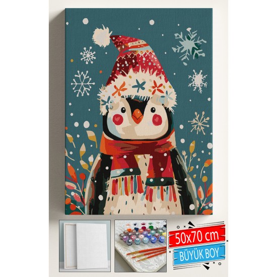 Sayılarla Boyama Seti Numaralı Tuval Fırça Boya Dahil Kasnaklı Set 50x70 Cm - ŞİRİN PENGUEN