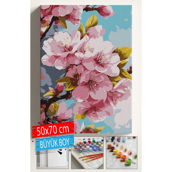 Sayılarla Boyama Seti Numaralı Tuval Fırça Boya Dahil Kasnaklı Set 50x70 Cm - PEMBE AĞAÇ Sayılarla Boyama Seti Numaralı Tuval Fırça Boya Dahil Kasnaklı Set 50x70 Cm - PEMBE AĞAÇ