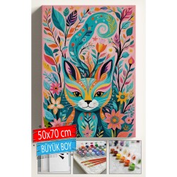 Sayılarla Boyama Seti Numaralı Tuval Fırça Boya Dahil Kasnaklı Set 50x70 Cm - GRAFİTİ KEDİ